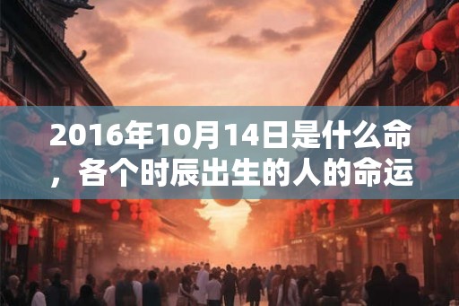 2016年10月14日是什么命，各个时辰出生的人的命运