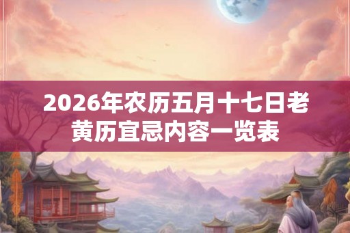 2026年农历五月十七日老黄历宜忌内容一览表 2026年农历五月十七日老黄历宜忌内容一览表