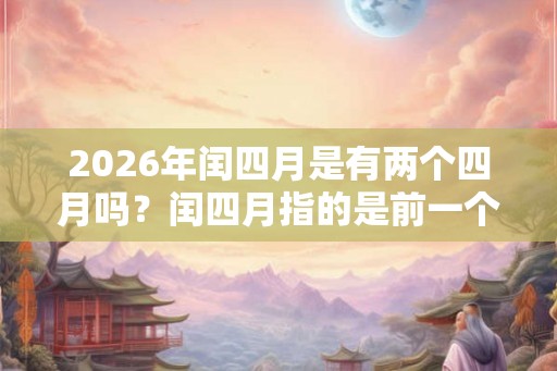 2026年闰四月是有两个四月吗？闰四月指的是前一个还是后一个？