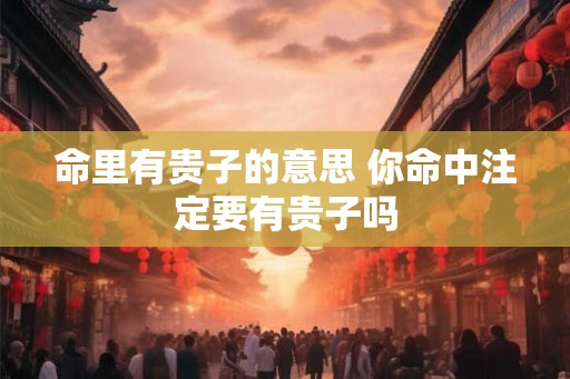 命里有贵子的意思 你命中注定要有贵子吗