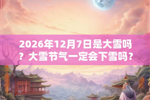 2026年12月7日是大雪吗？大雪节气一定会下雪吗？