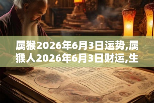 属猴2026年6月3日运势,属猴人2026年6月3日财运,生肖猴2026年6月3日运势