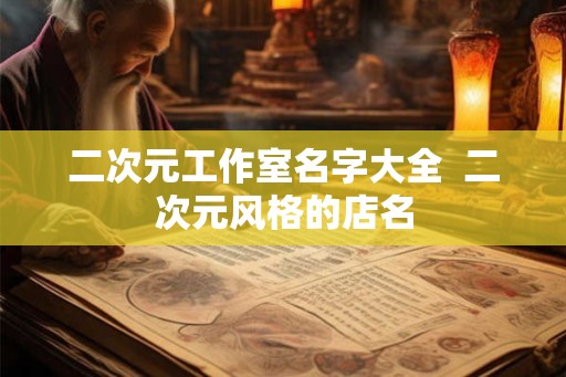 二次元工作室名字大全  二次元风格的店名