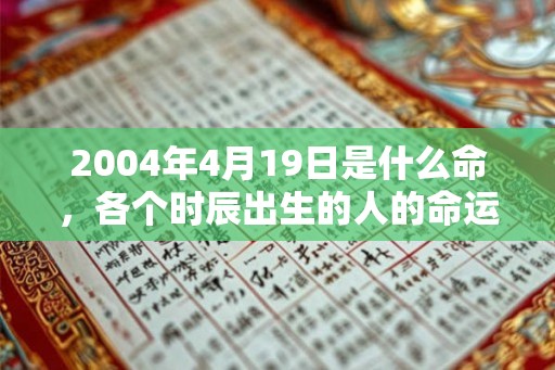 2004年4月19日是什么命，各个时辰出生的人的命运