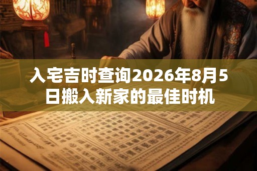 入宅吉时查询2026年8月5日搬入新家的最佳时机