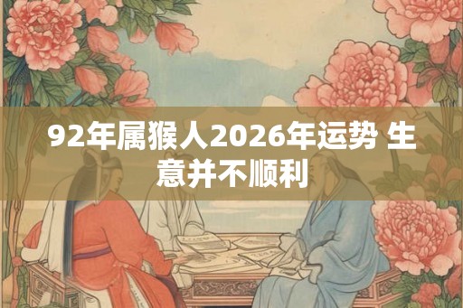 92年属猴人2026年运势 生意并不顺利