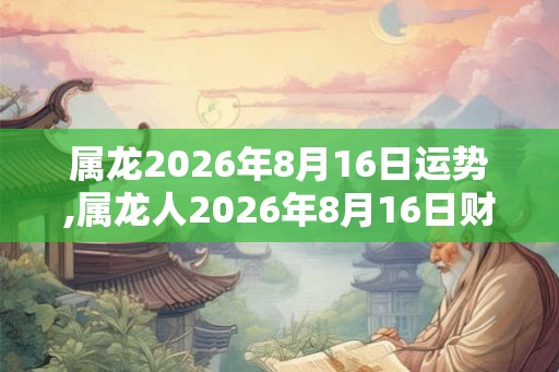 属龙2026年8月16日运势,属龙人2026年8月16日财运,生肖龙2026年8月16日运势