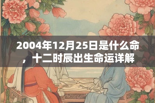 2004年12月25日是什么命，十二时辰出生命运详解