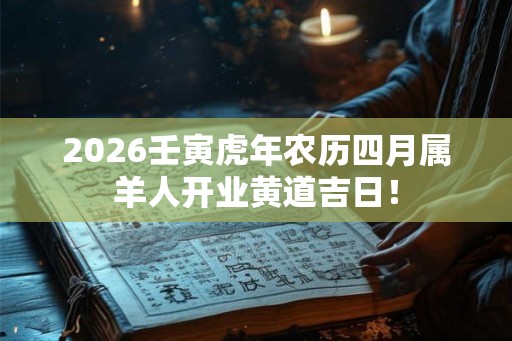 2026壬寅虎年农历四月属羊人开业黄道吉日！