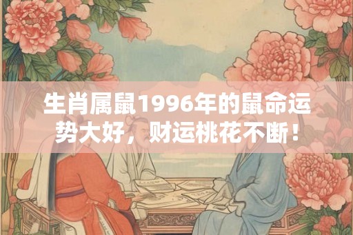 生肖属鼠1996年的鼠命运势大好，财运桃花不断！