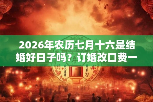2026年农历七月十六是结婚好日子吗？订婚改口费一般给多少