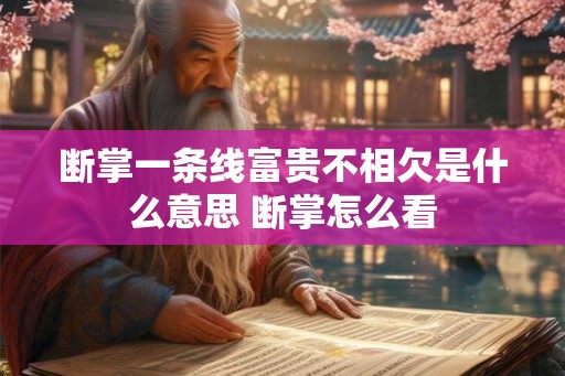 断掌一条线富贵不相欠是什么意思 断掌怎么看