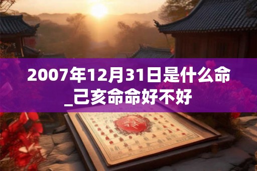 2007年12月31日是什么命_己亥命命好不好