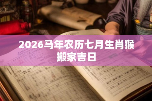 2026马年农历七月生肖猴搬家吉日