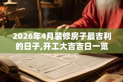 2026年4月装修房子最吉利的日子,开工大吉吉日一览表