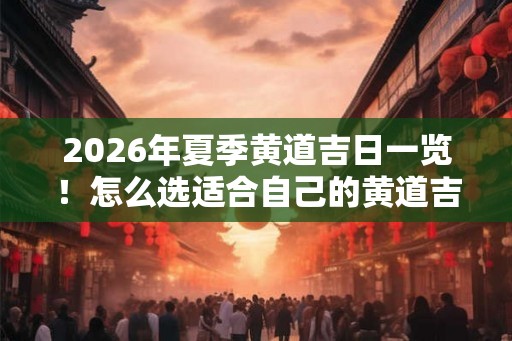 2026年夏季黄道吉日一览！怎么选适合自己的黄道吉日？