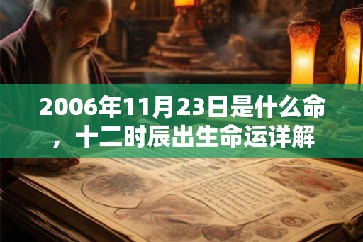 2006年11月23日是什么命，十二时辰出生命运详解