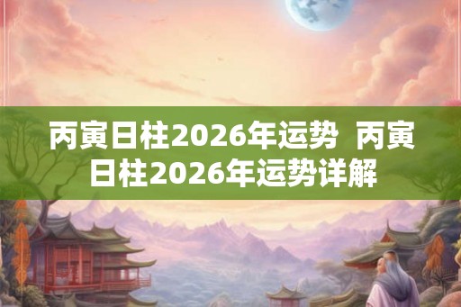 丙寅日柱2026年运势 丙寅日柱2026年运势详解 丙寅日柱2026年运势 丙寅日柱2026年运势详解