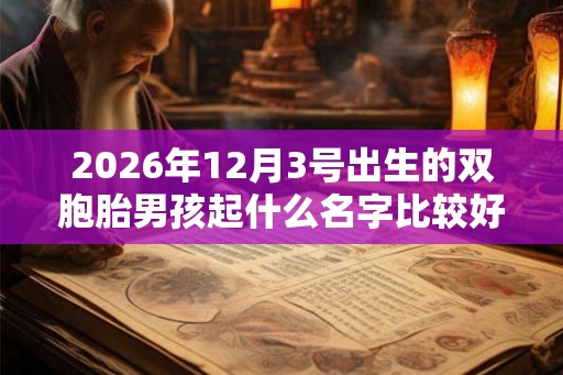 2026年12月3号出生的双胞胎男孩起什么名字比较好，五行属什么