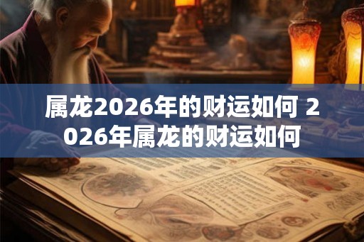 属龙2026年的财运如何 2026年属龙的财运如何