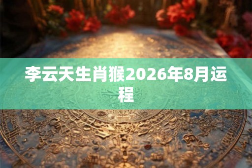 李云天生肖猴2026年8月运程