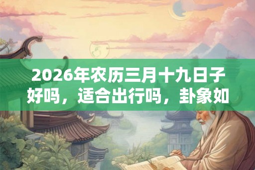 2026年农历三月十九日子好吗,适合出行吗,卦象如何? 2026年农历三月十九日子好吗,适合出行吗,卦象如何?