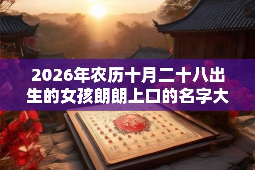 2026年农历十月二十八出生的女孩朗朗上口的名字大全集