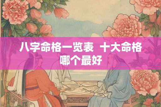八字命格一览表  十大命格哪个最好