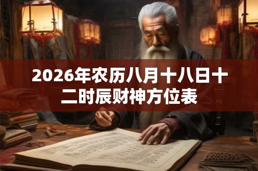 2026年农历八月十八日十二时辰财神方位表 2026年农历八月十八日十二时辰财神方位表