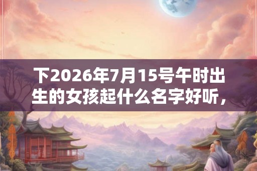 下2026年7月15号午时出生的女孩起什么名字好听,五行是什么? 下2026年7月15号午时出生的女孩起什么名字好听,五行是什么?
