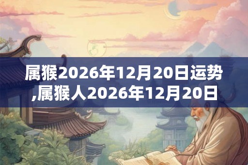 属猴2026年12月20日运势,属猴人2026年12月20日财运,生肖猴2026年12月20日运势