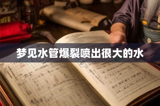 梦见水管爆裂喷出很大的水 梦见水管爆裂喷出很大的水