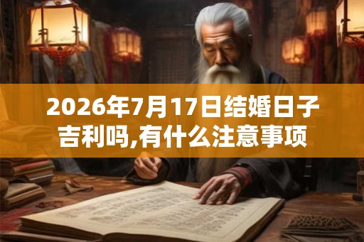2026年7月17日结婚日子吉利吗,有什么注意事项