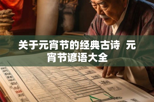 关于元宵节的经典古诗  元宵节谚语大全