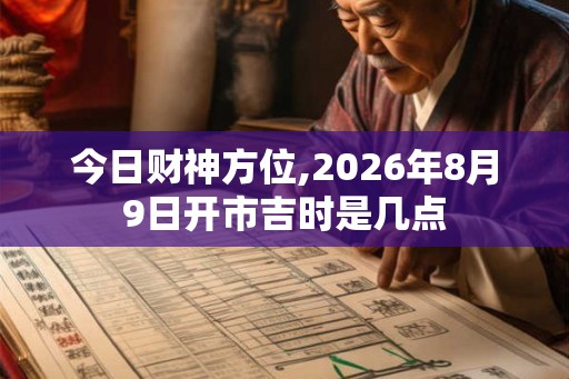 今日财神方位,2026年8月9日开市吉时是几点