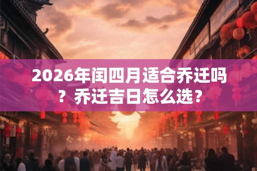 2026年闰四月适合乔迁吗？乔迁吉日怎么选？