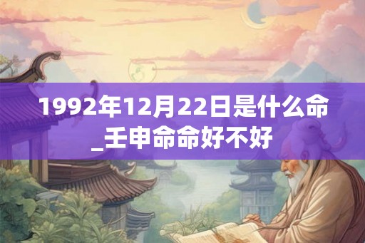 1992年12月22日是什么命_壬申命命好不好