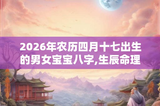 2026年农历四月十七出生的男女宝宝八字,生辰命理分析取名