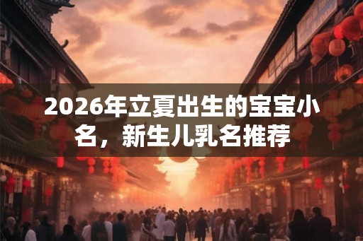 2026年立夏出生的宝宝小名，新生儿乳名推荐