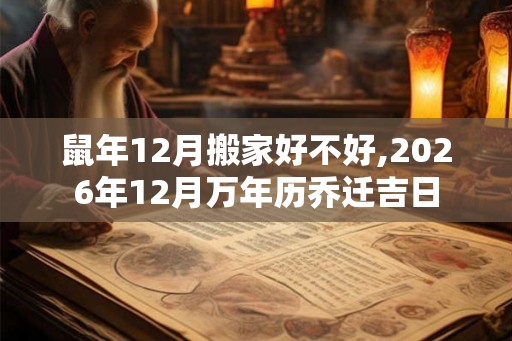 鼠年12月搬家好不好,2026年12月万年历乔迁吉日