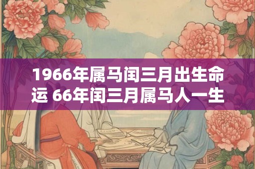 1966年属马闰三月出生命运 66年闰三月属马人一生运势