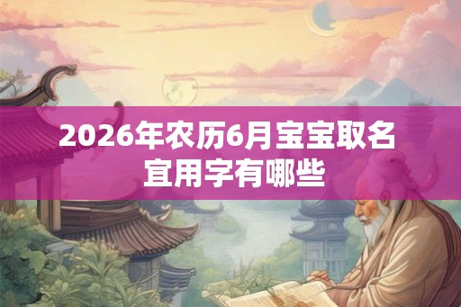 2026年农历6月宝宝取名  宜用字有哪些