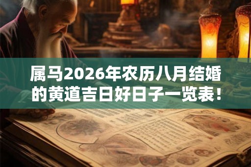 属马2026年农历八月结婚的黄道吉日好日子一览表！