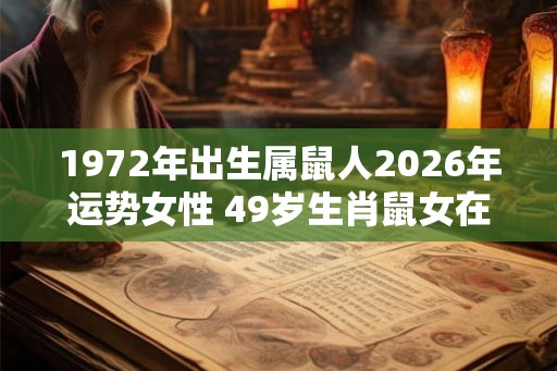 1972年出生属鼠人2026年运势女性 49岁生肖鼠女在2026年运气如何