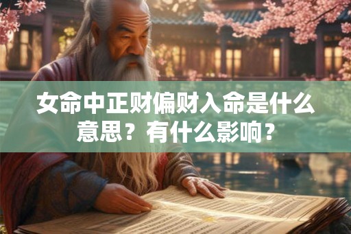 女命中正财偏财入命是什么意思？有什么影响？
