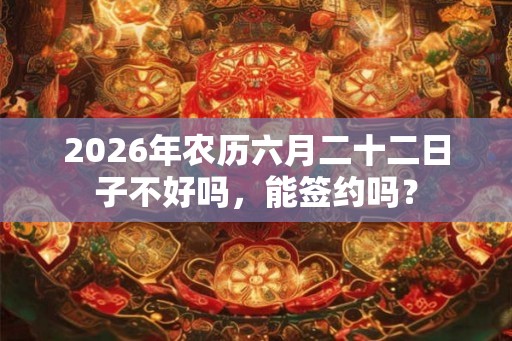 2026年农历六月二十二日子不好吗，能签约吗？