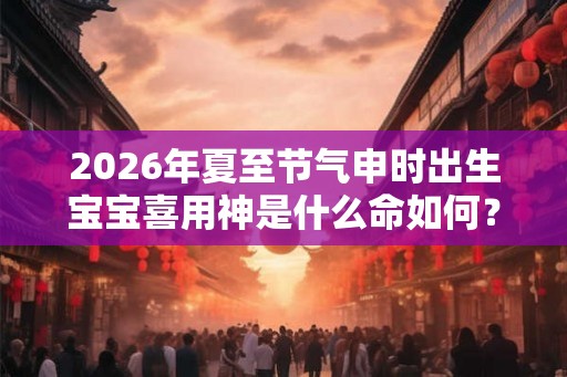 2026年夏至节气申时出生宝宝喜用神是什么命如何？