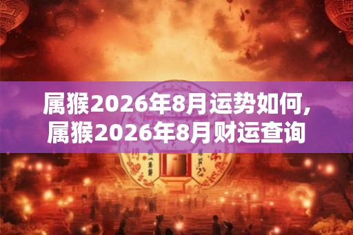 属猴2026年8月运势如何,属猴2026年8月财运查询