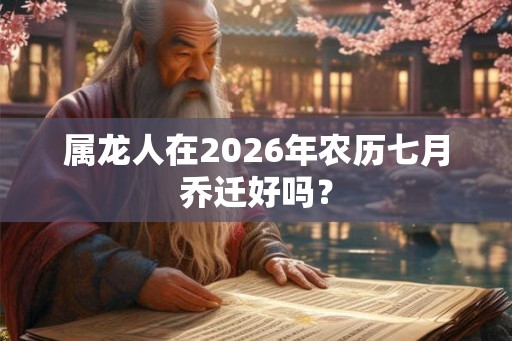属龙人在2026年农历七月乔迁好吗? 属龙人在2026年农历七月乔迁好吗?