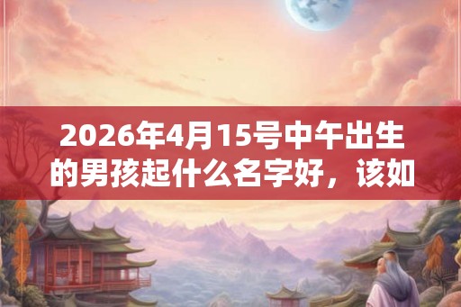 2026年4月15号中午出生的男孩起什么名字好，该如何取名？